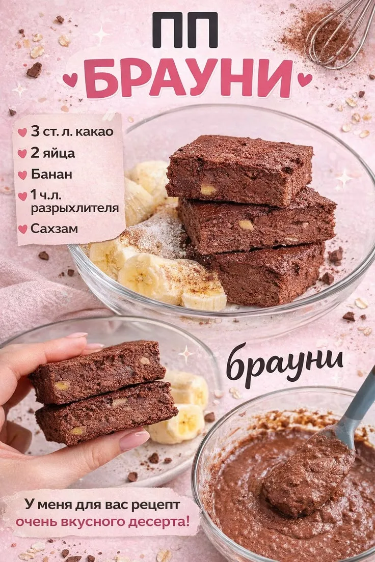 ПП брауни с бананом — шоколадный десерт без сахара для похудения

Нежные ПП брауни с бананом и какао