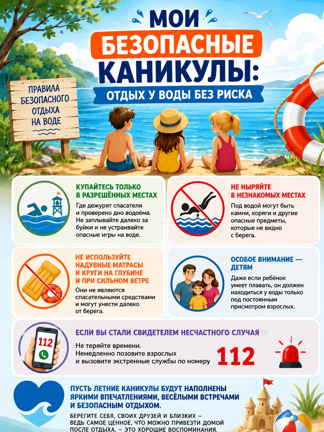 🌊 Мои безопасные каникулы: отдых у воды без риска

Лето продолжается, а значит многие проводят жарк