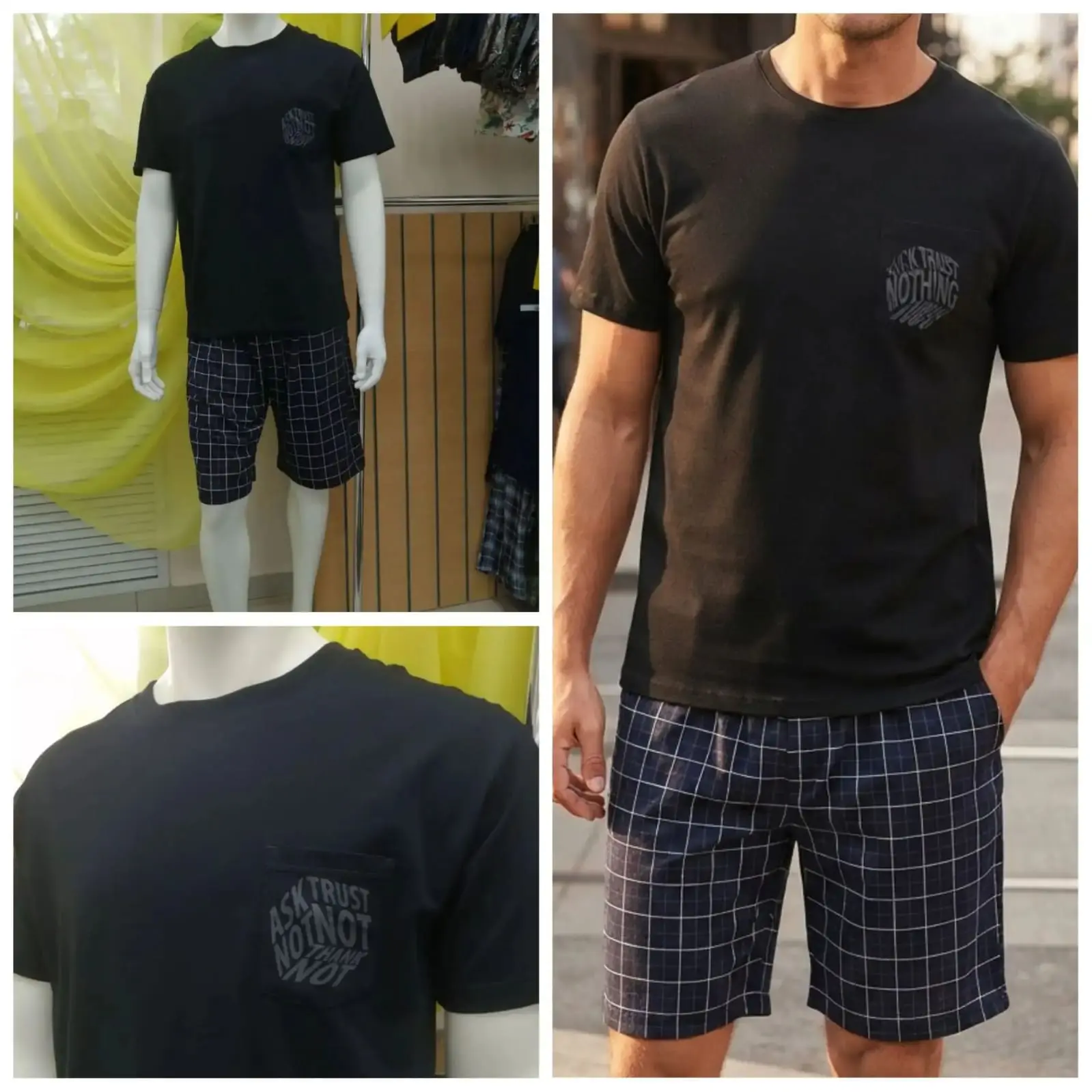 👕👖Красиво вместе.  
Футболка тёмно-синего цвета от CRB, Узбекистан
🧵 Состав: хлопок 95%, эластан 