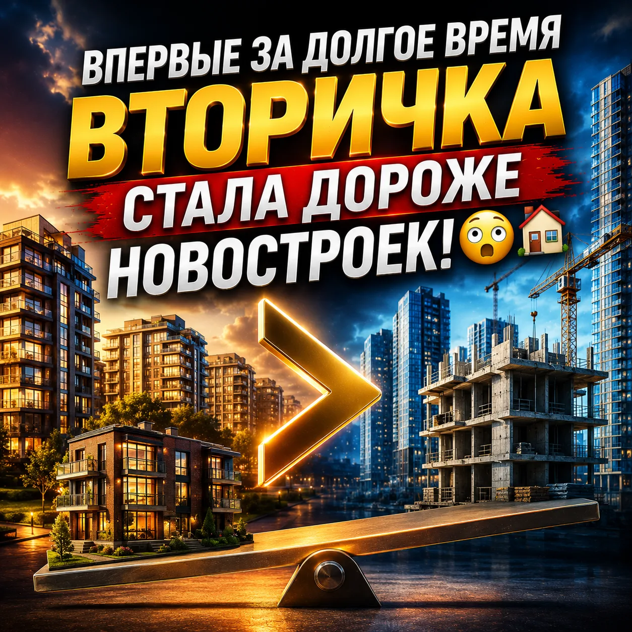 🚨 ВПЕРВЫЕ ЗА ДОЛГОЕ ВРЕМЯ ВТОРИЧКА СТАЛА ДОРОЖЕ НОВОСТРОЕК 😳🏠

На рынке недвижимости появился нов