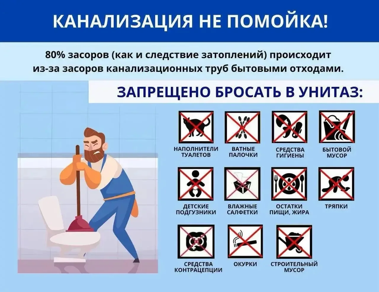 💧Что ни в коем случае нельзя смывать в унитаз