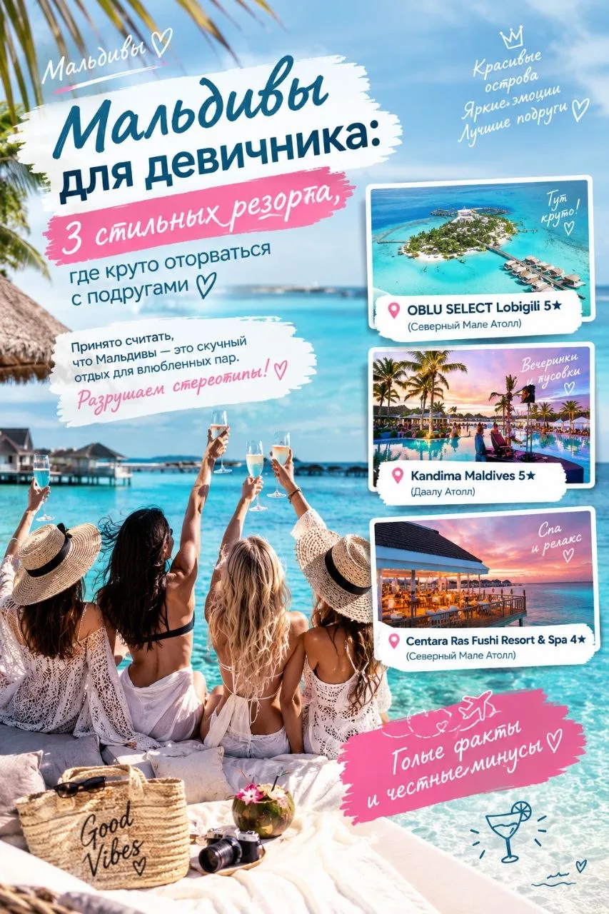 Мальдивы для девичника: 3 стильных резорта, где круто оторваться с подругами