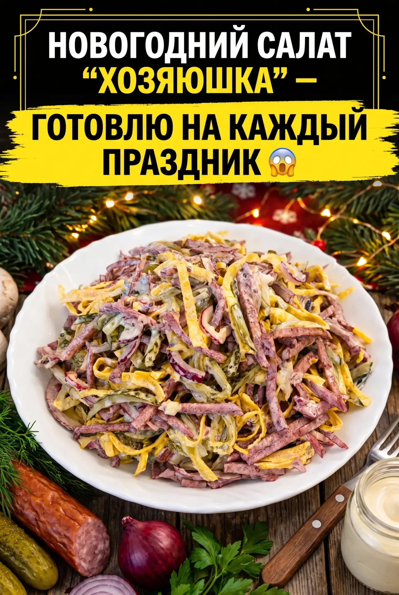 НОВОГОДНИЙ САЛАТ «ХОЗЯЮШКА» — ГОТОВЛЮ НА КАЖДЫЙ ПРАЗДНИК 😲