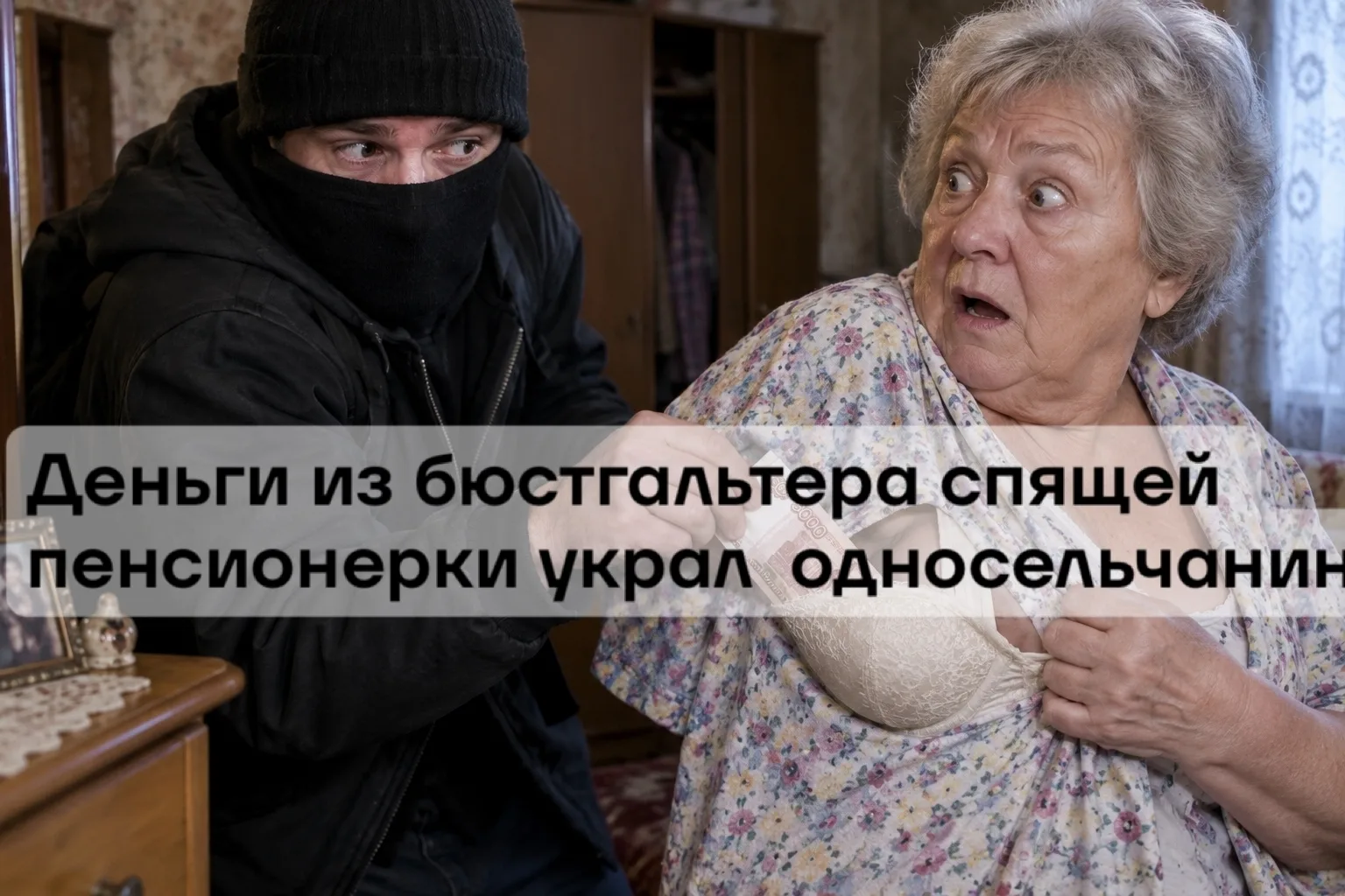 Деньги из бюстгальтера спящей пенсионерки украл  односельчанин.