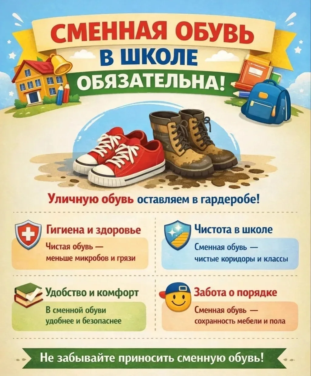 Давайте вместе будем поддерживать чистоту в школе.
