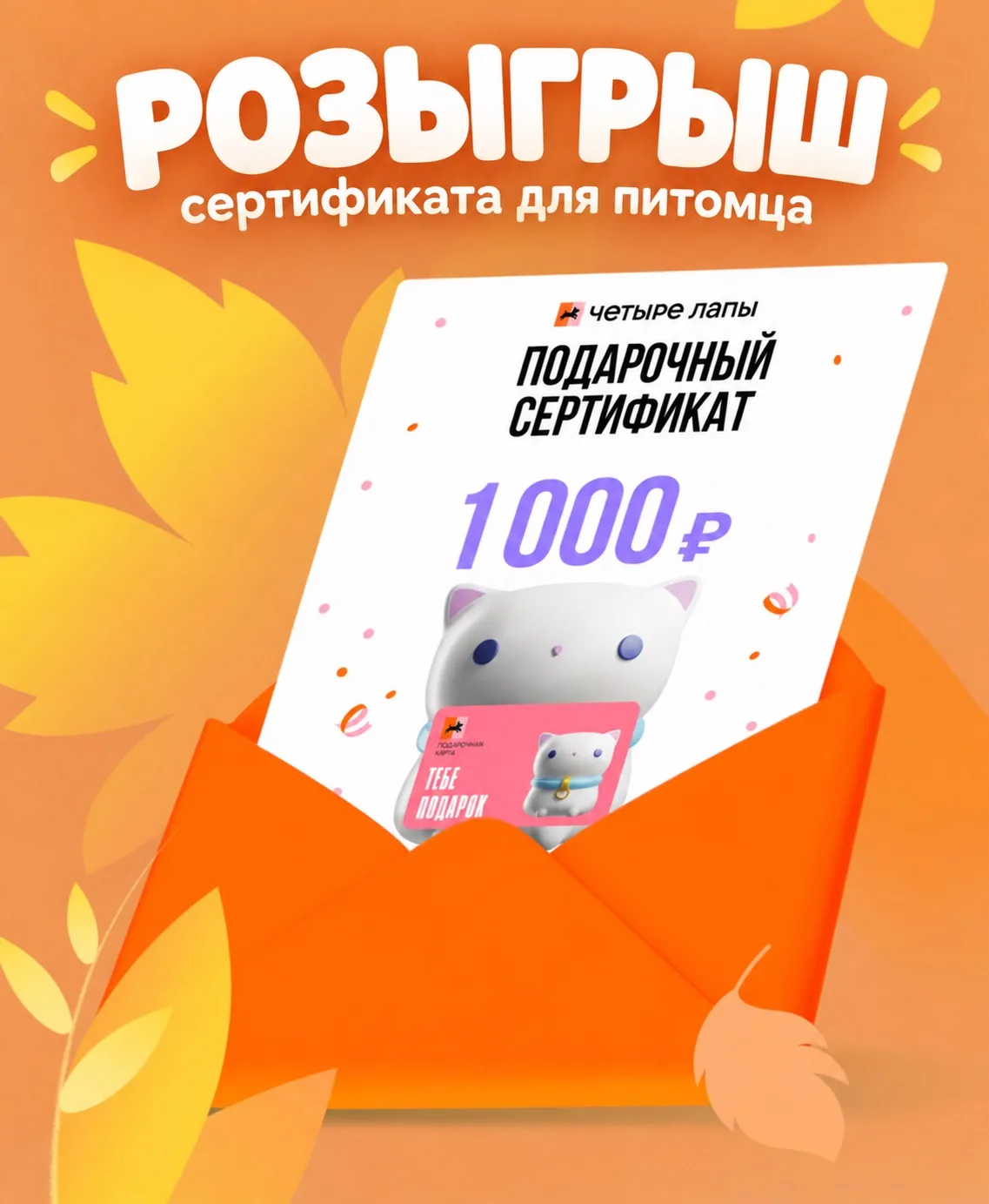Сертификат в зоомагазин бесплатно!