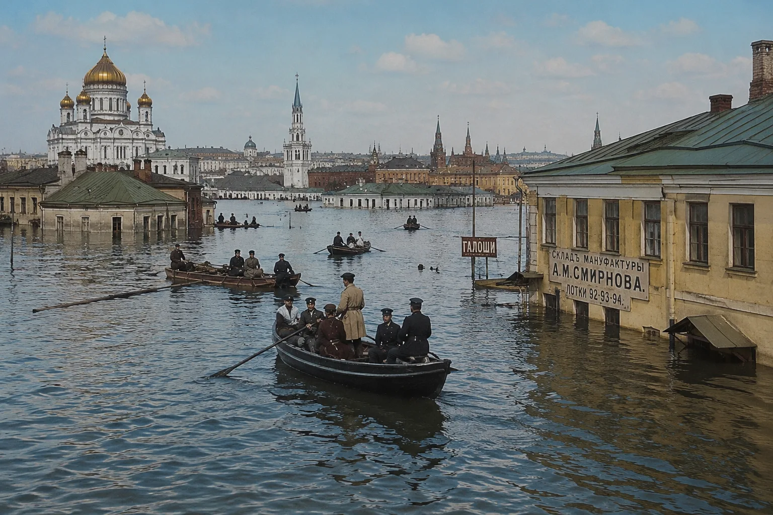 🌊 Волна, которая смыла целые кварталы

Во время сильнейшего наводнения 1908 года вода в Москве подн