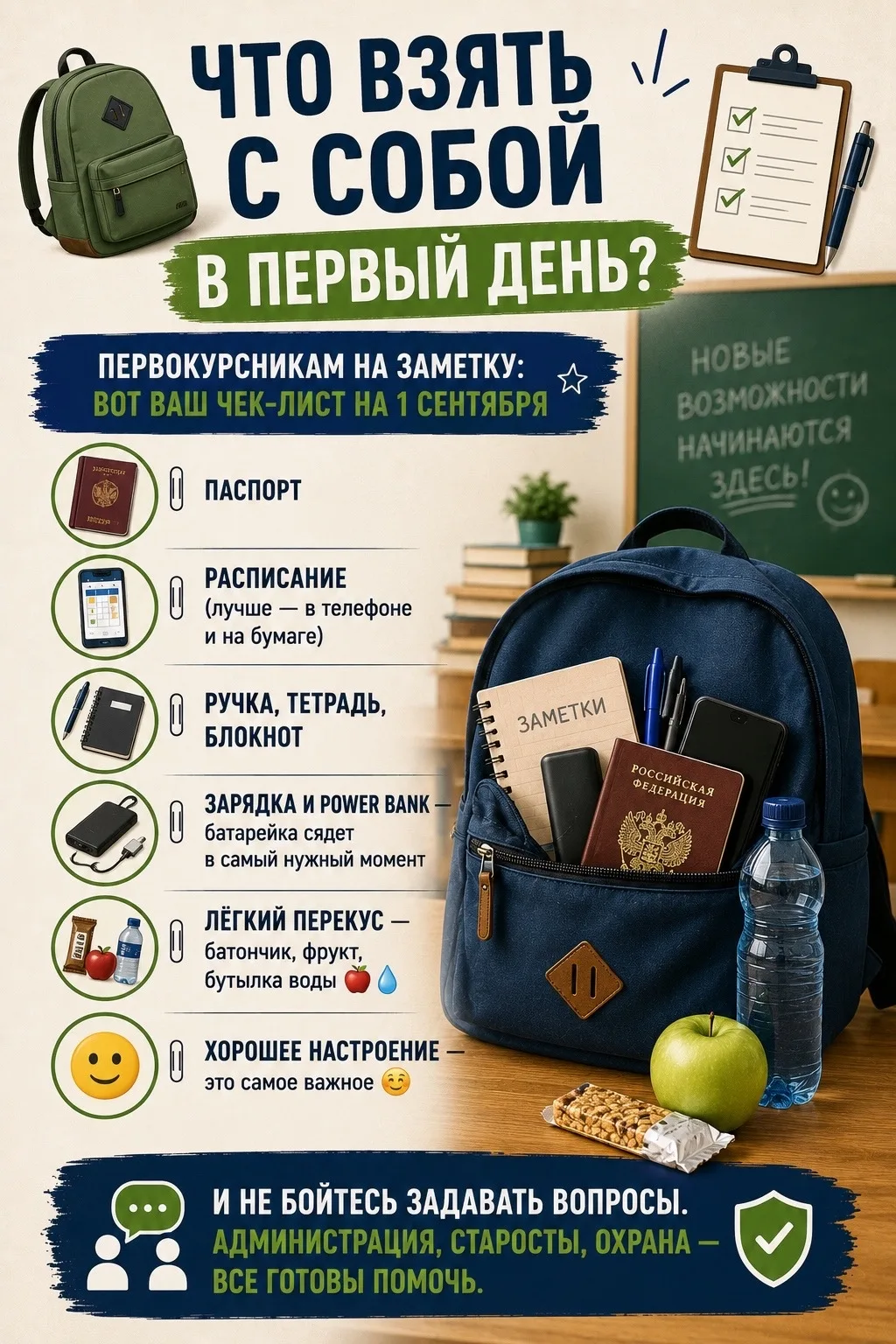 Что взять с собой в первый день? 🎒📋