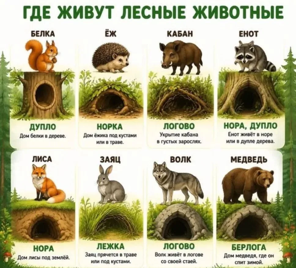 Лес — это сложная экосистема с разными ярусами и условиями, поэтому лесные животные жив...