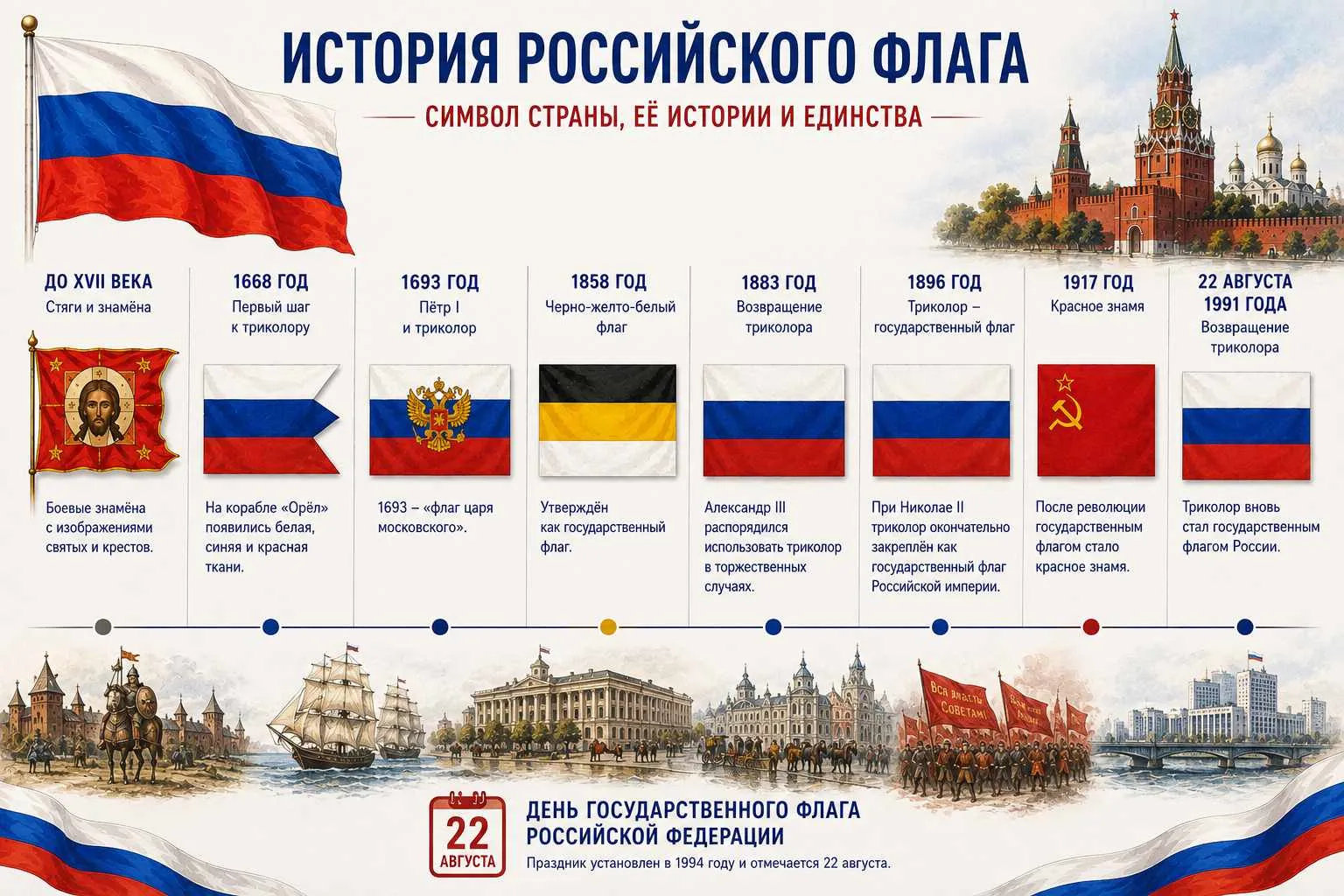 🇷🇺 Белый, синий, красный: у российского флага непростая история