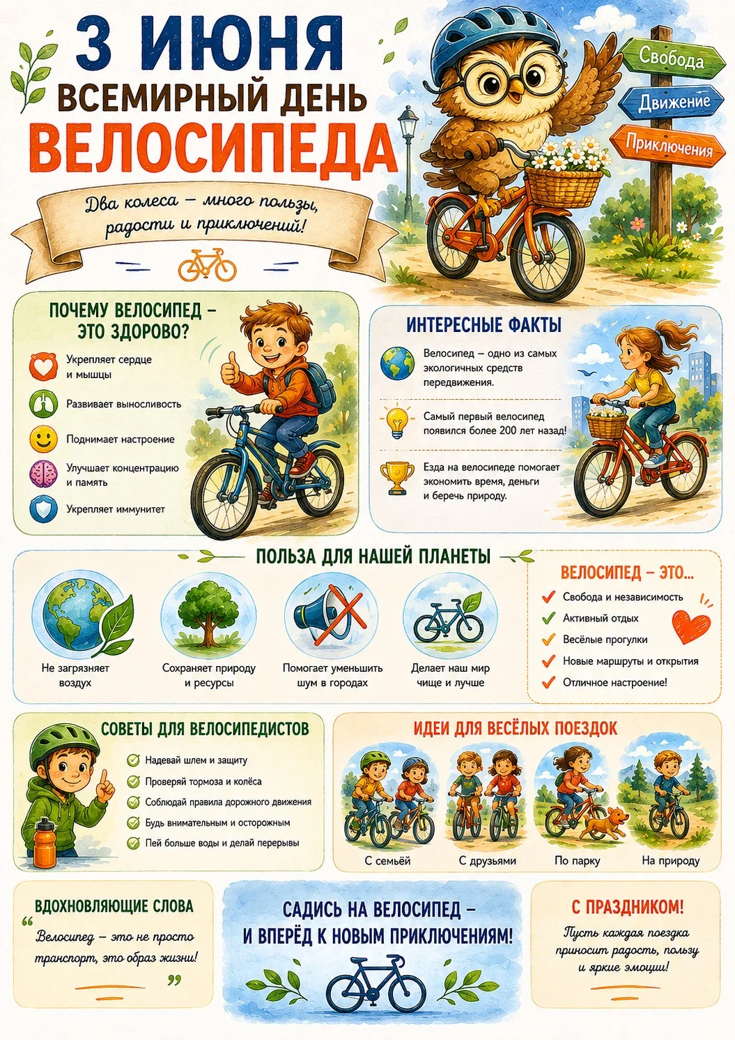 3 июня - Всемирный день велосипеда🚴