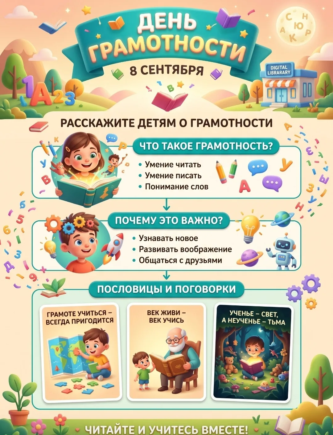 Грамотность — это мост между прошлым и будущим, диалог культур и инструмент расширения ...