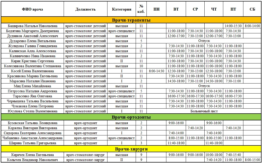 📍 График работы специалистов с 02.06.2026 — 06.06.2026