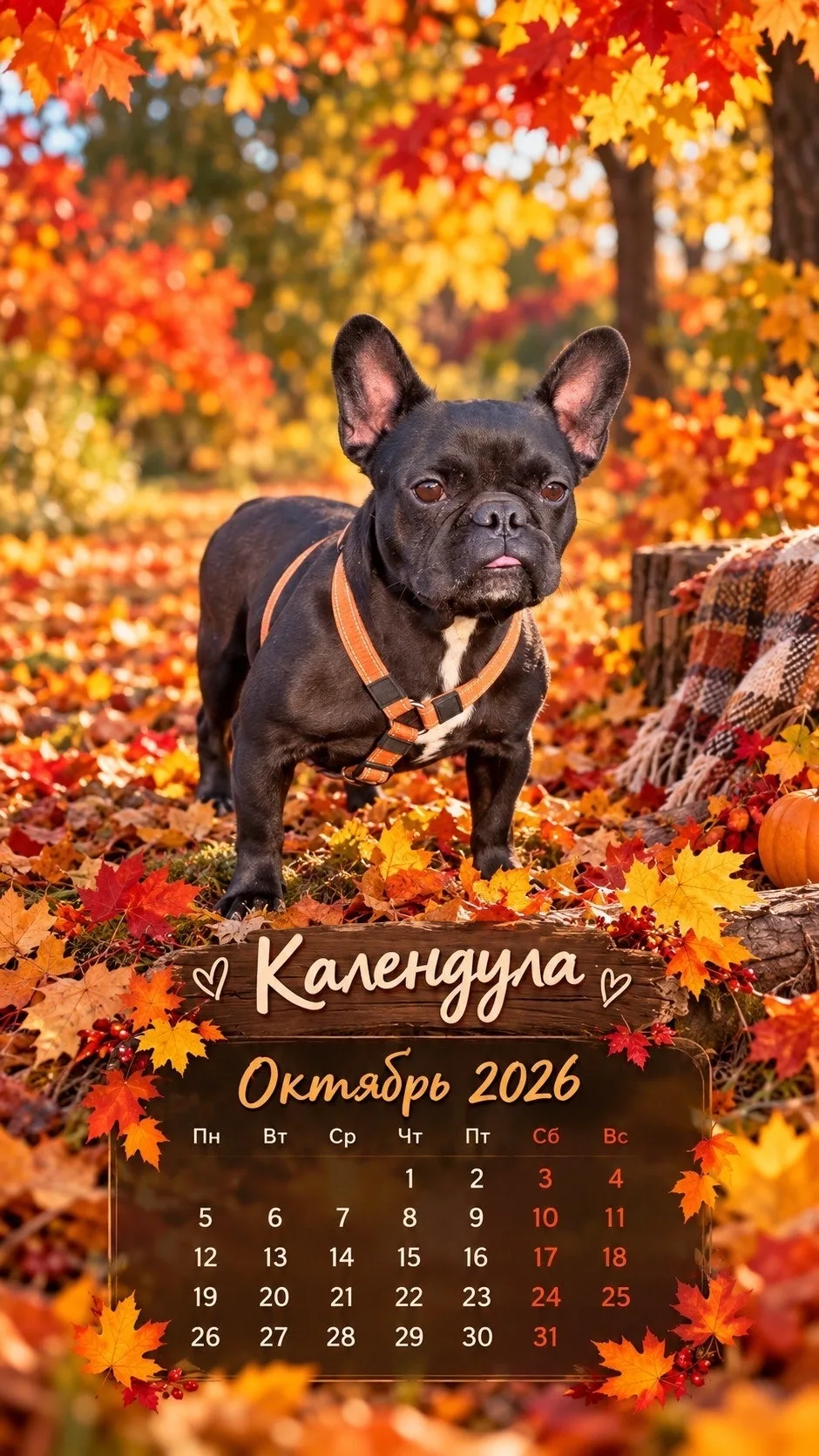 🍁🐾 Дарим вам стильный календарик на заставку телефона за донат в этом посте от 200 ру...