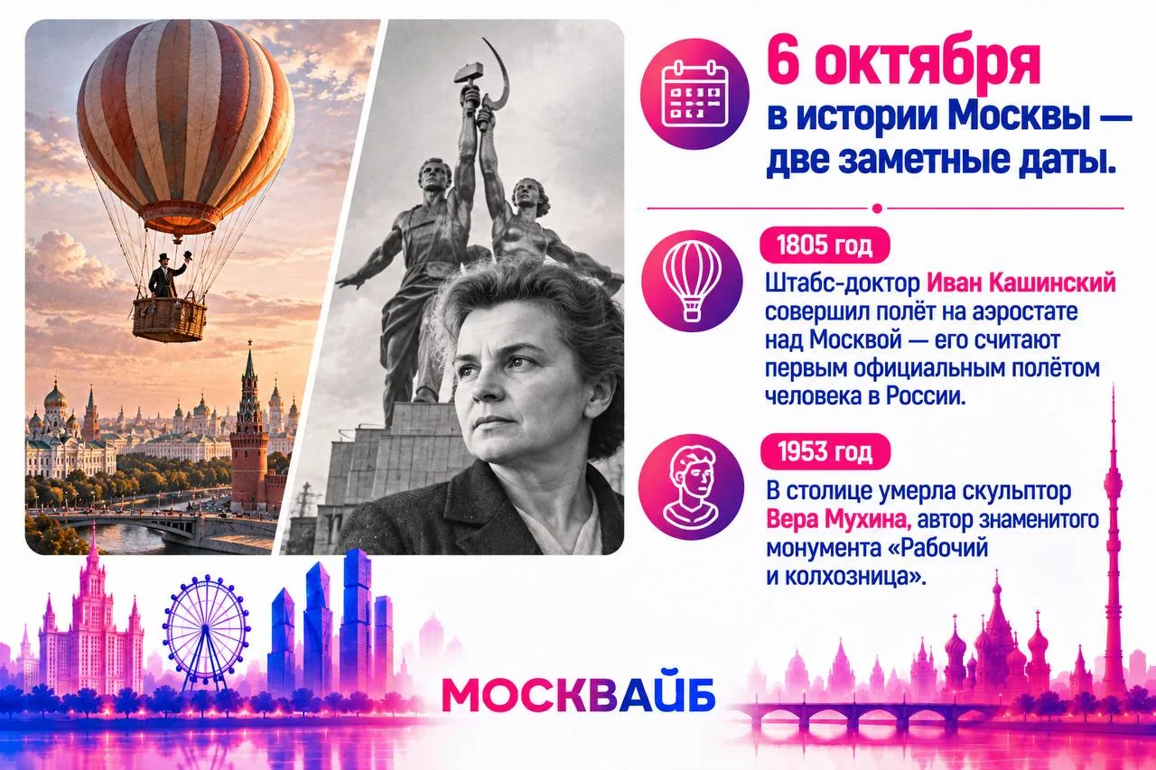 📜 6 октября в Москве - день, когда история столицы связала первый полёт над городом и ...