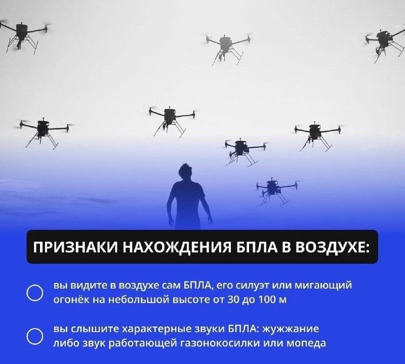 ❗️Если вы услышали дрон, значит он уже снизился на расстояние менее 100 метров. Как дей...