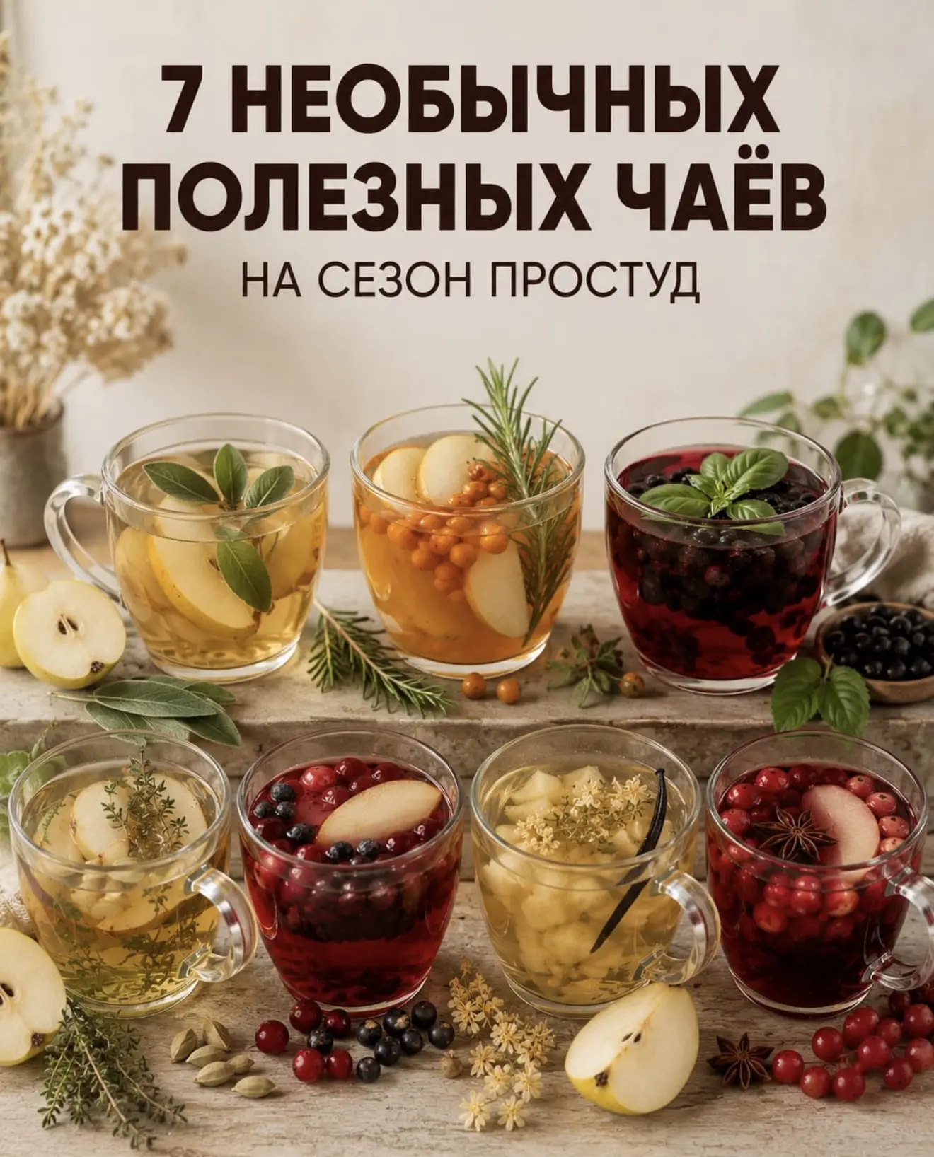 7 НЕОБЫЧНЫХ ПОЛЕЗНЫХ ЧАЁВ НА СЕЗОН ПРОСТУД!