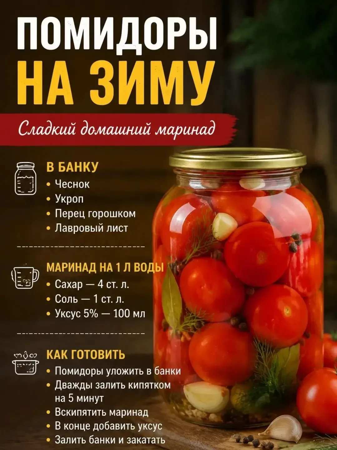 3 ТОП РЕЦЕПТА ПОМИДОРОВ НА ЗИМУ!
Сохраняй и делись с подругой ✅📌

Удачных заготовок!👨‍🍳

Домашние