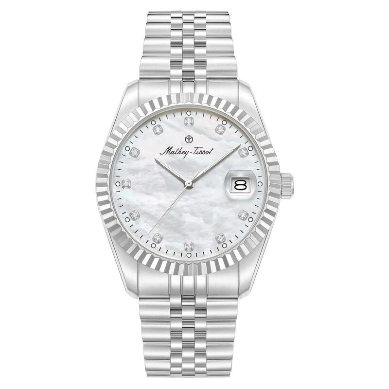 Мужские кварцевые часы Mathey-Tissot H250953A-B с перламутровым циферблатом — это элега...
