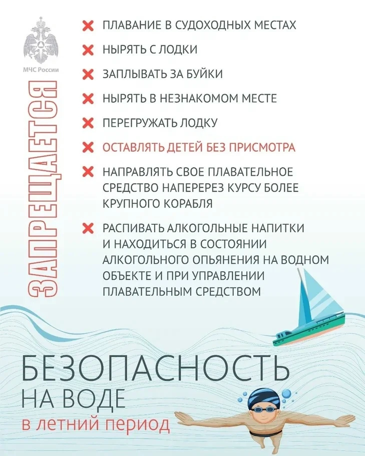 МЧС России предупреждает: соблюдайте безопасность на воде в летний период!