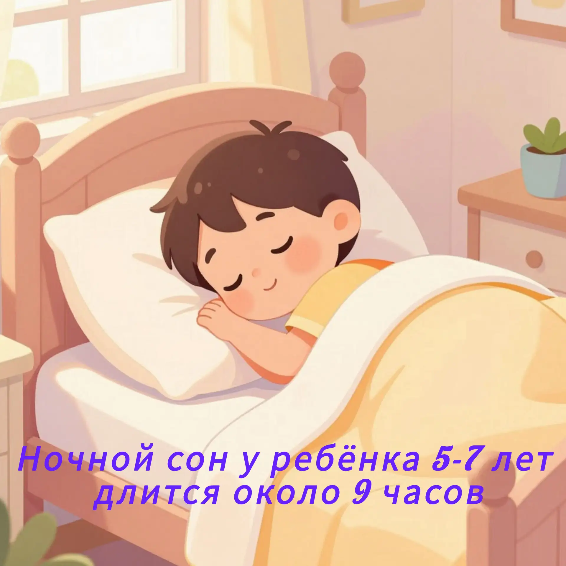 🔷Ночной сон у ребенка 5–7 лет длится около 9 часов. Это время требуется организму, что...