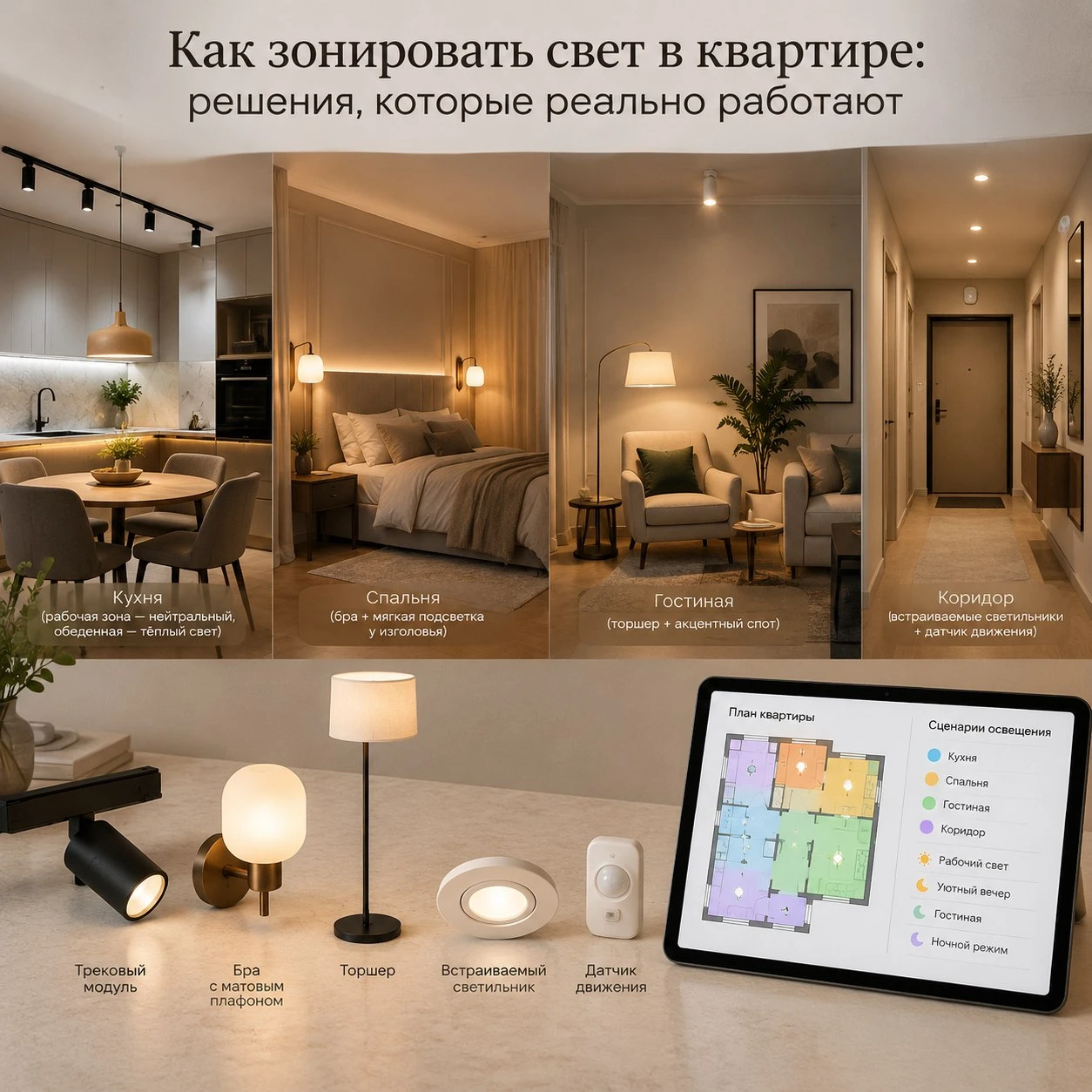«Свет решает всё: как подобрать освещение для каждой зоны квартиры» 💡🏠