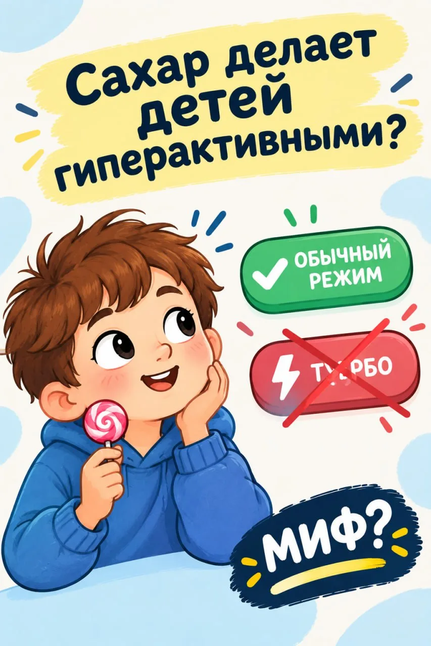 🍭 Сахар делает детей гиперактивными?