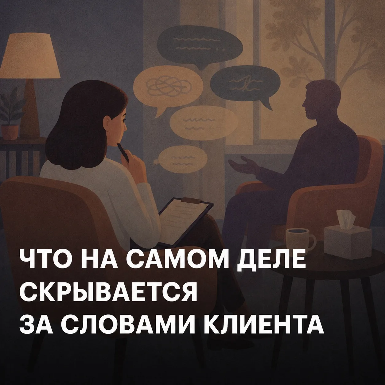 Иногда на сессии я ловлю себя на простой мысли.
Клиент говорит одно.
А в кабинете звучит совсем друг