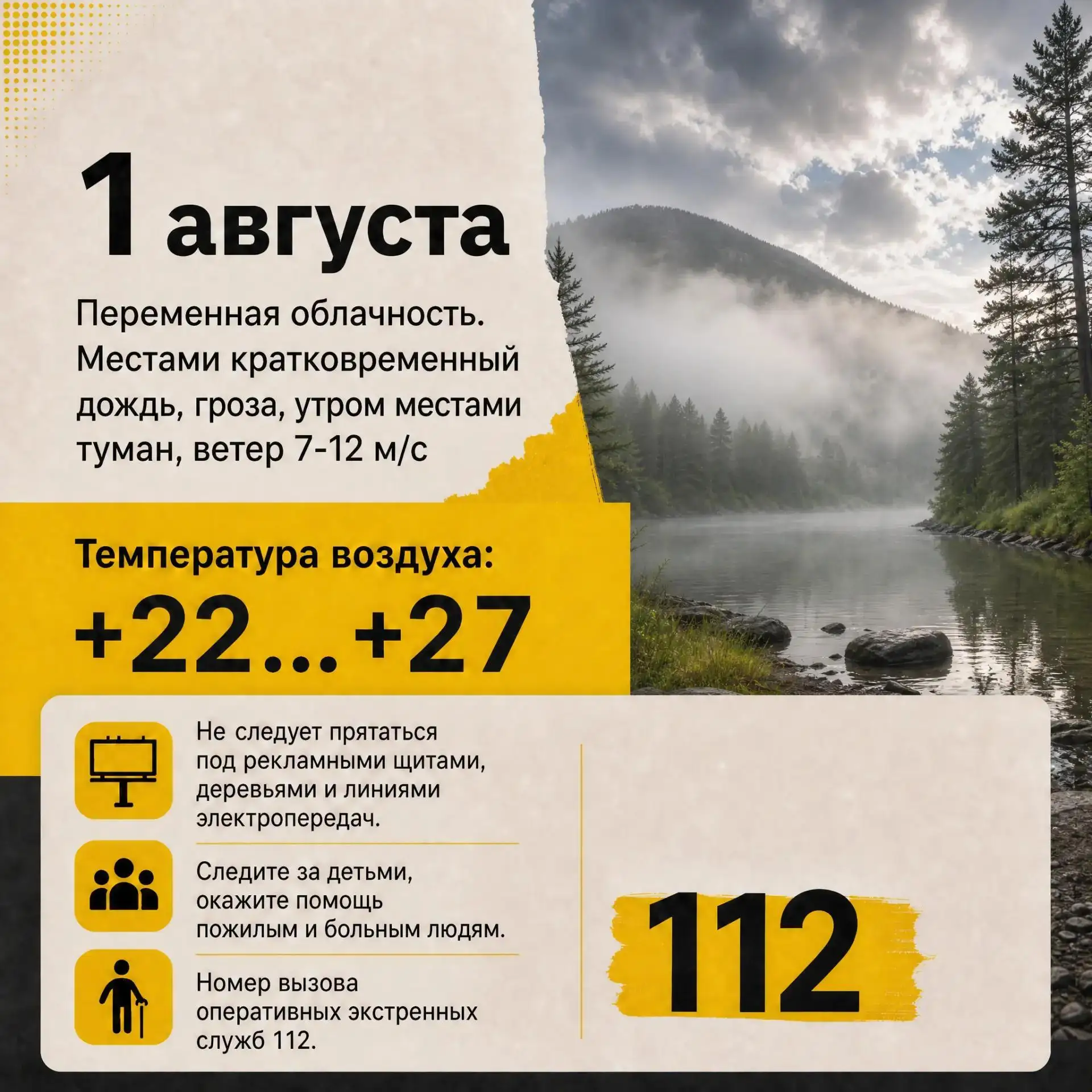 Прогноз погоды на 1 августа