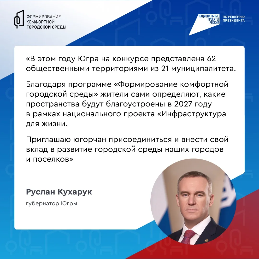 Хантымансийцы, до 12 июня выбирайте объекты для благоустройства на сайте https://vk.cc/cXdns3 ⁣ Вам 