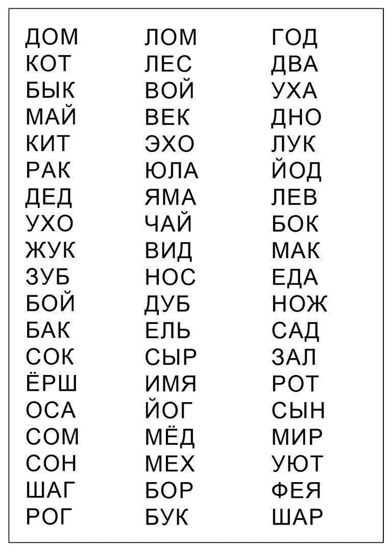 УЧИМСЯ ЧИТАТЬ ПРОСТЫЕ СЛОВА
