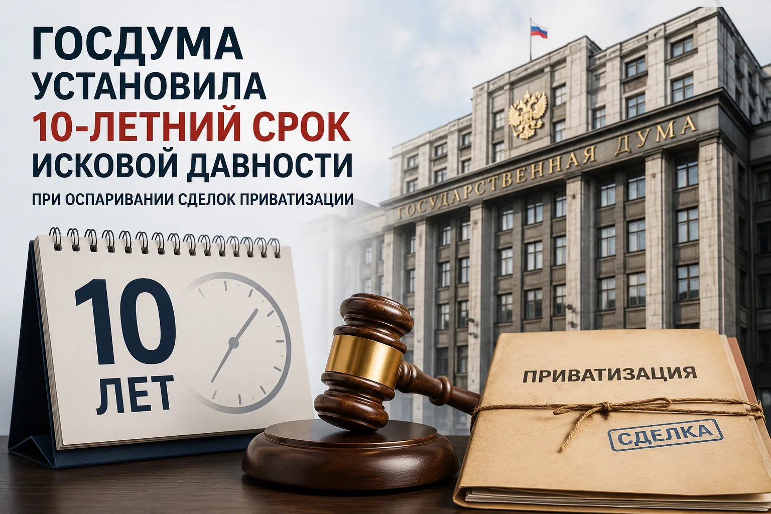 ✏️ Госдума установила 10-летний срок исковой давности при оспаривании сделок приватизации