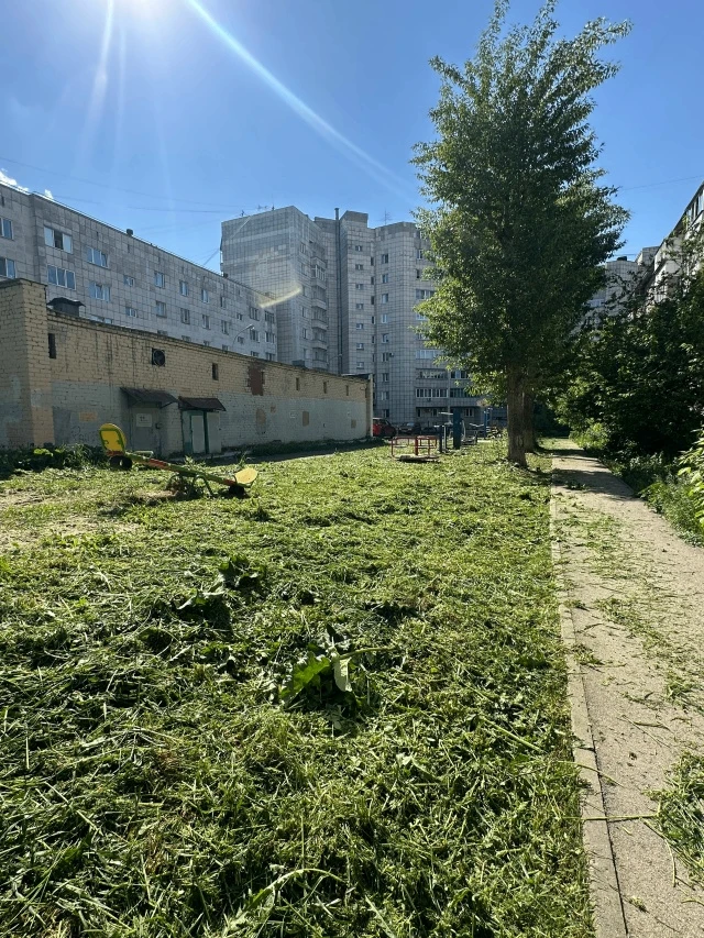 ✅ Продолжаем скашивание травы во дворах домов.