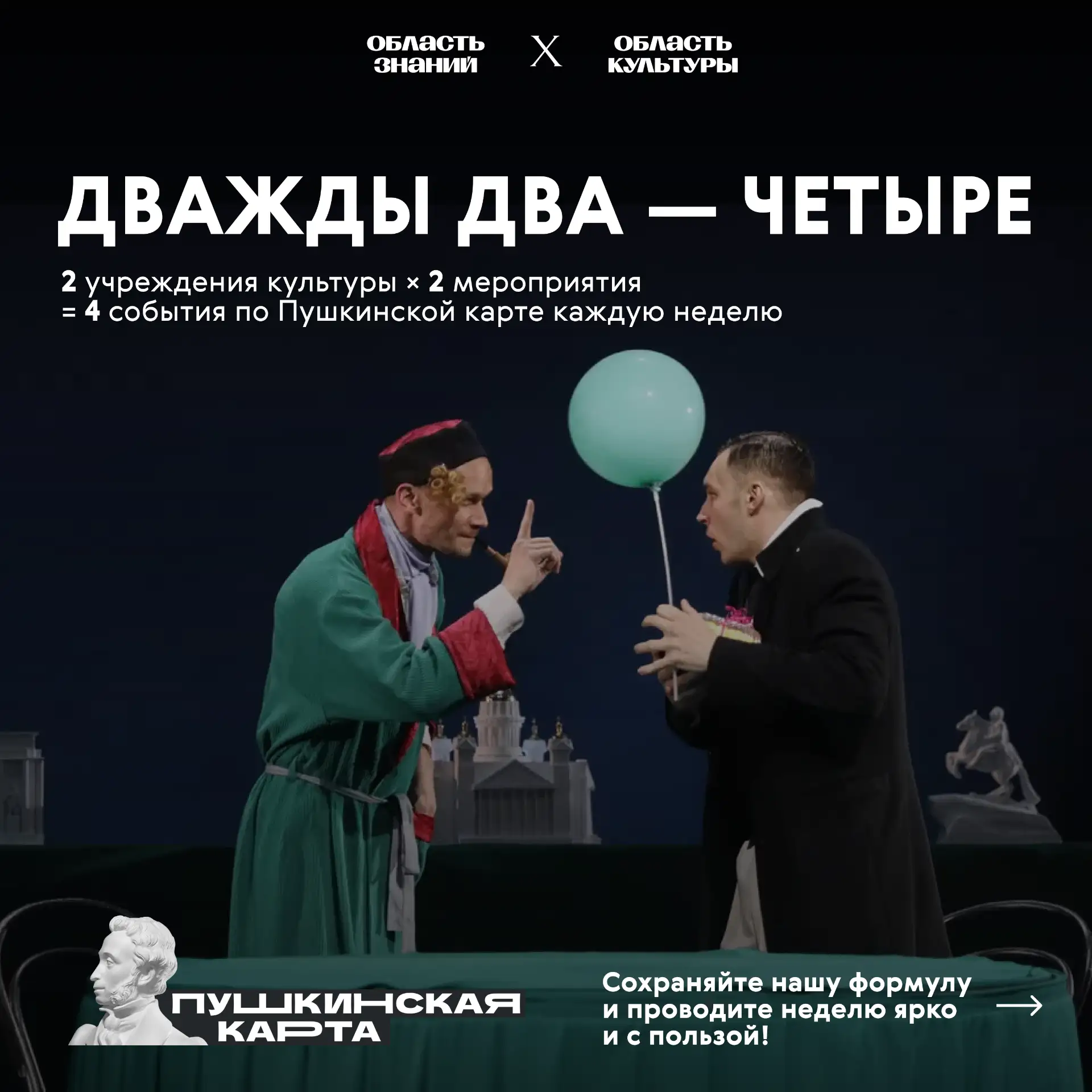 💫 «Дважды два — четыре» — всё по Пушкинской карте! Совместный проект Департамента по к...