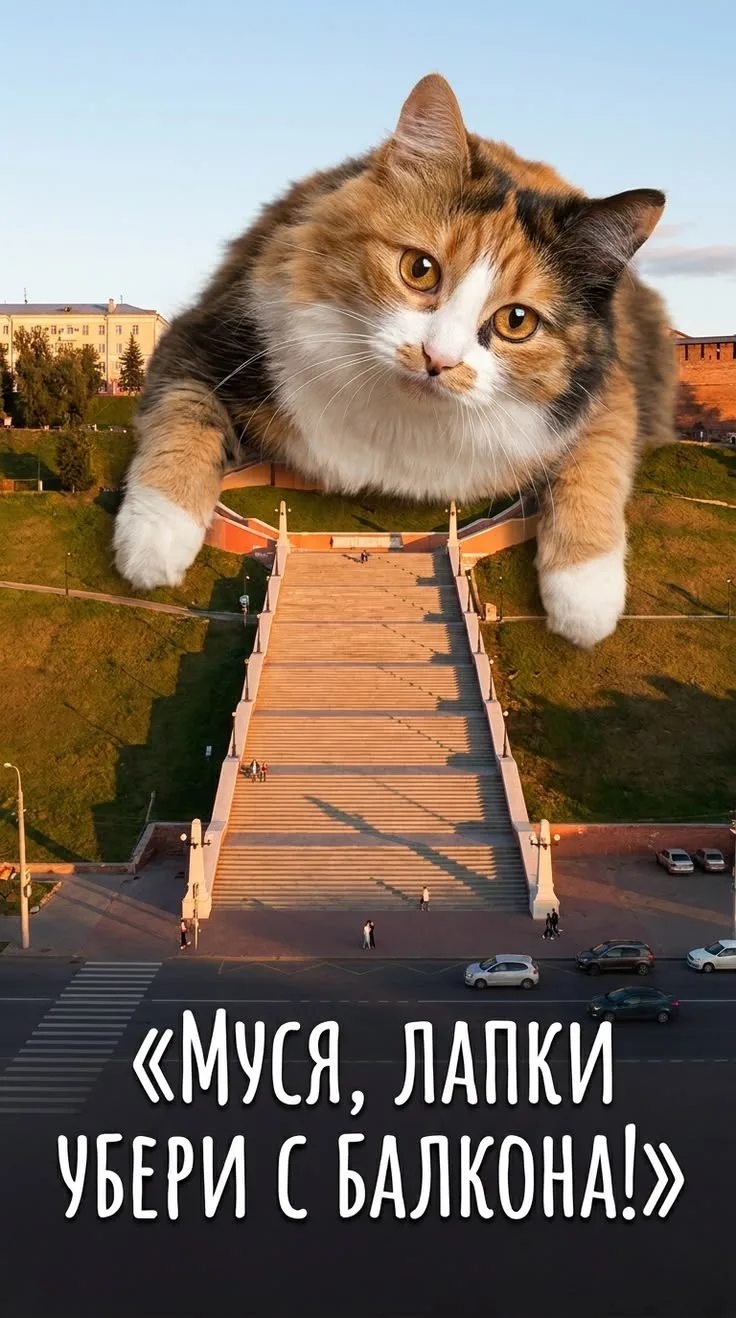 Муся, лапки убери с балкона!