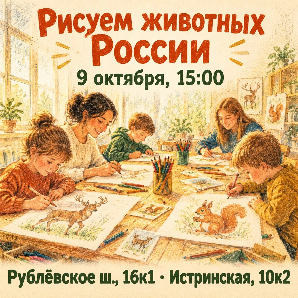 9 октября в 15:00 клубный центр «Кунцево» проведёт анималистический фестиваль «Рисуем ж...