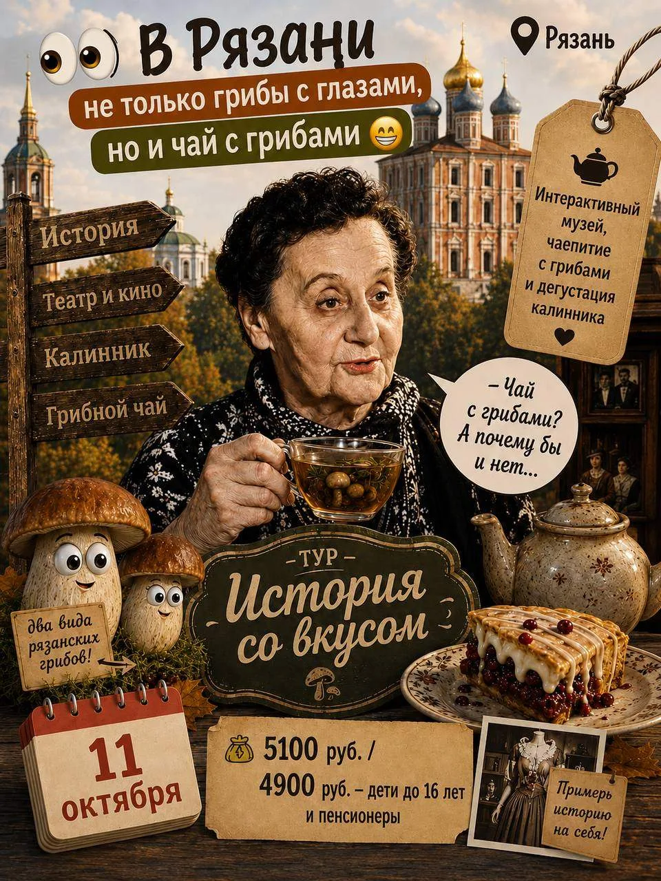 👀В Рязани не только грибы с глазами, но и чай с грибами😁Поехали пробовать?