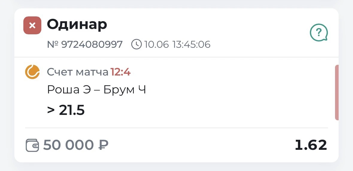 ✖️ Имеем просадку по прогнозу на бесплатной основе

Ожидание было на плотный матч на траве: быстрые 