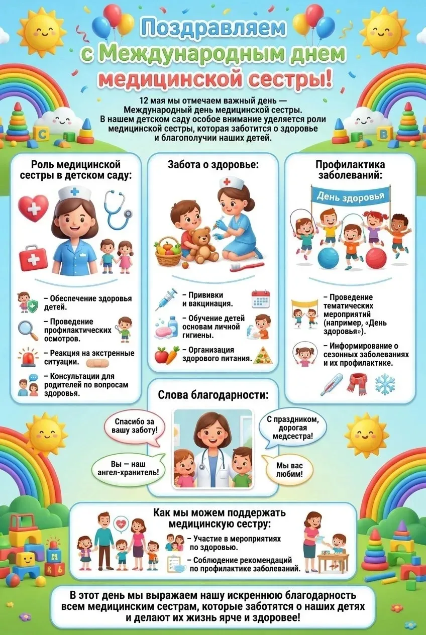 12 мая – Международный день медицинской сестры!

🎉 Сегодня мы отмечаем важный праздник – Международ