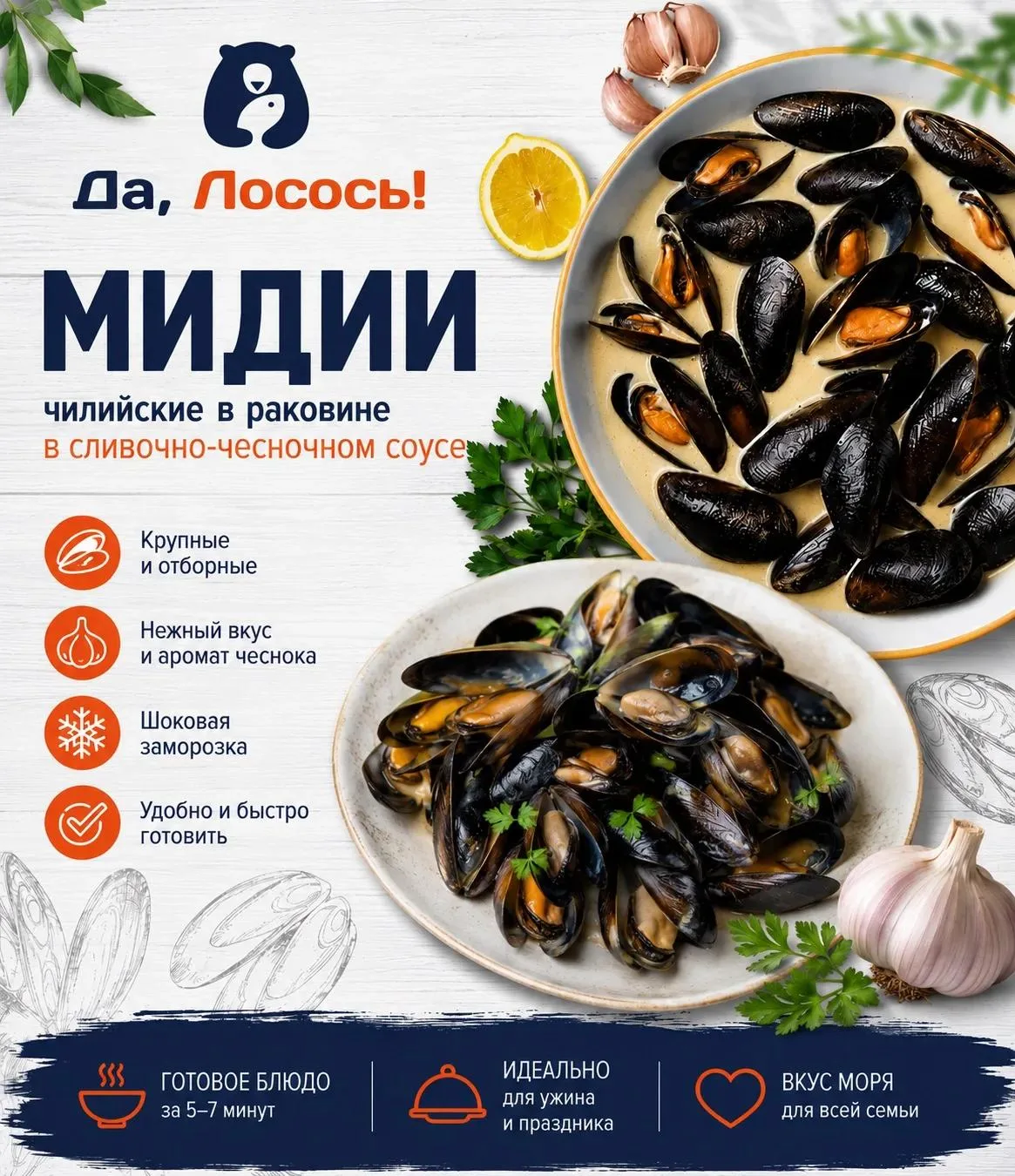 Чилийские мидии в раковине !