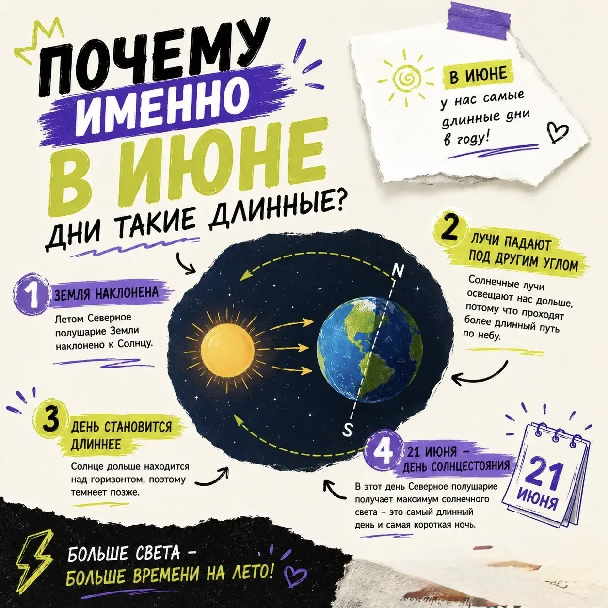 🤔 Замечали, что в июне темнеет намного позже?

Кажется, что день длится бесконечно, а времени на пр