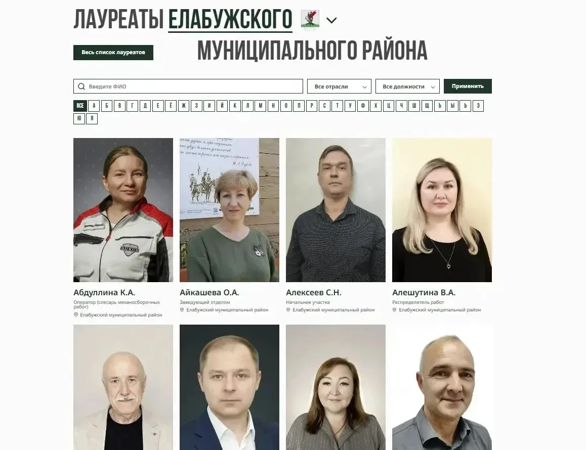 🏅 316 елабужан вошли в электронную Доску почёта Татарстана