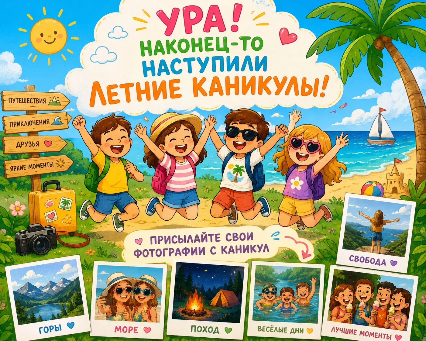 Ура, летние каникулы наконец‑то наступили!☀️
