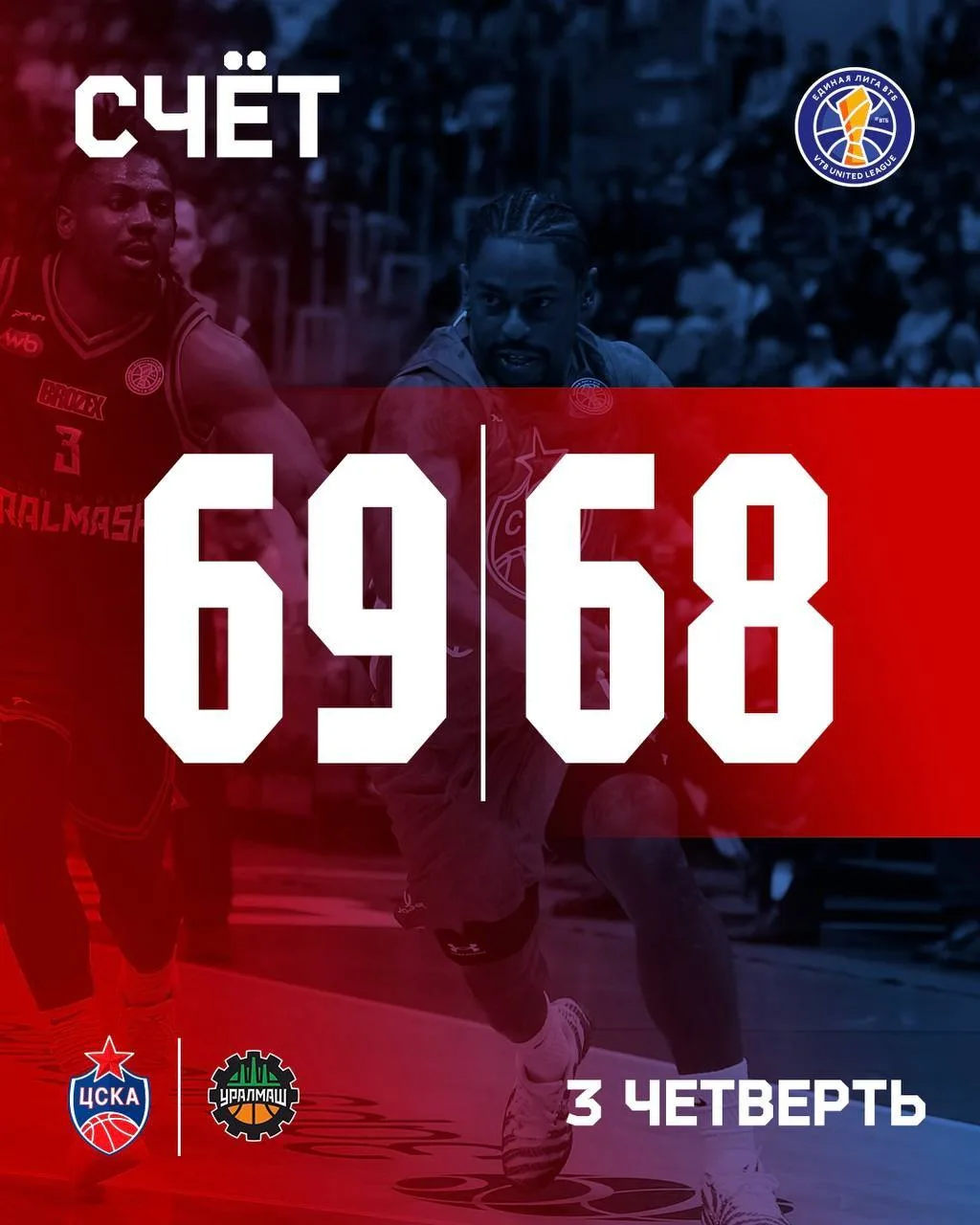 Счет после третьей четверти! 🔴🔵