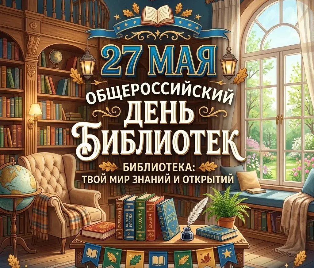 📚 27 мая — Общероссийский день библиотек!  🔖 Ежегодно 27 мая в России отмечается Общероссийский день