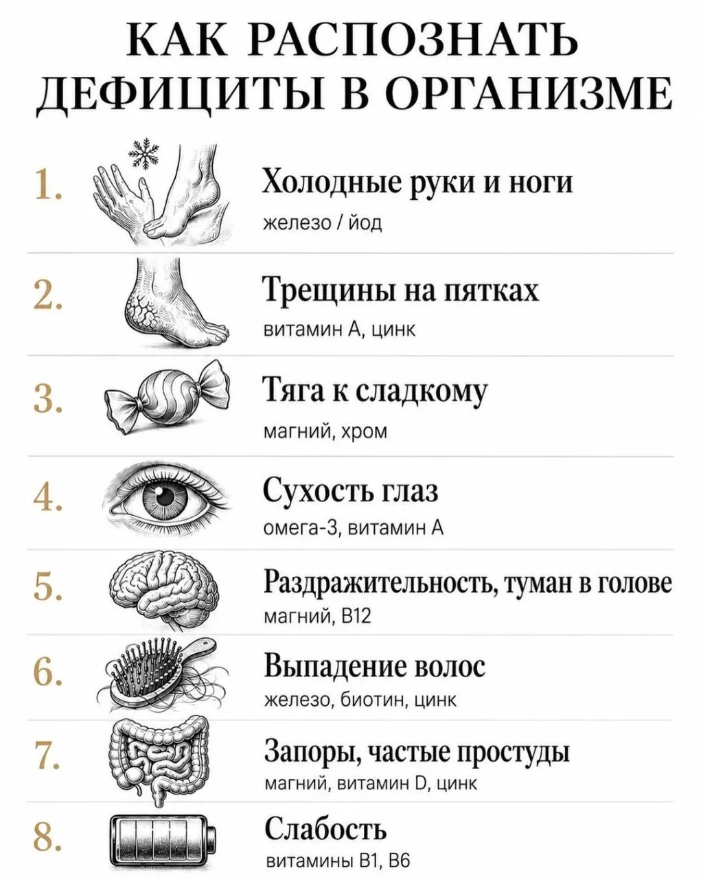 Организм часто подает сигналы, когда ему не хватает важных нутриентов — вопрос только в том, умеем л