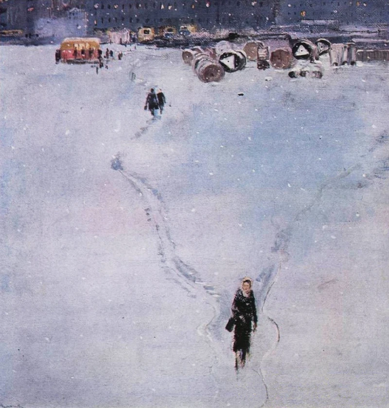 ⛄ Юрий Пименов, «Тропинки к автобусам» (1966) из серии «Новые кварталы» — это гимн сове...