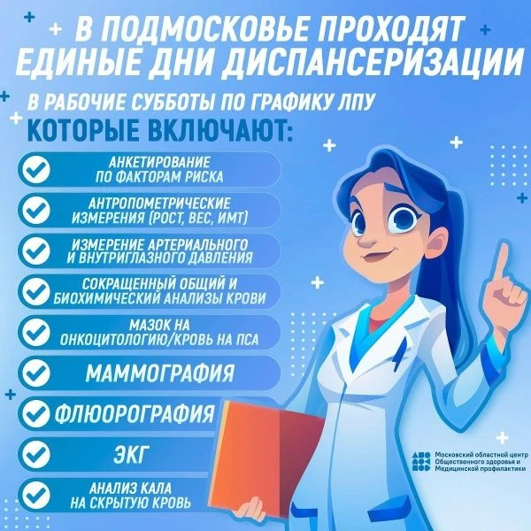 В городском округе Воскресенск пройдёт Единый день диспансеризации  16 мая в городском округе Воскре