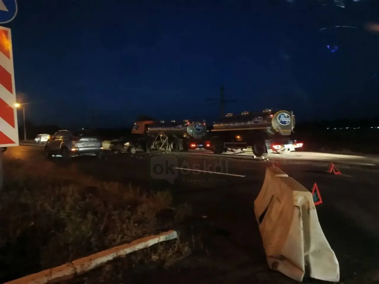 На трассе в районе ОЭМК произошло дорожно-транспортное происшествие. Авария случилась н...