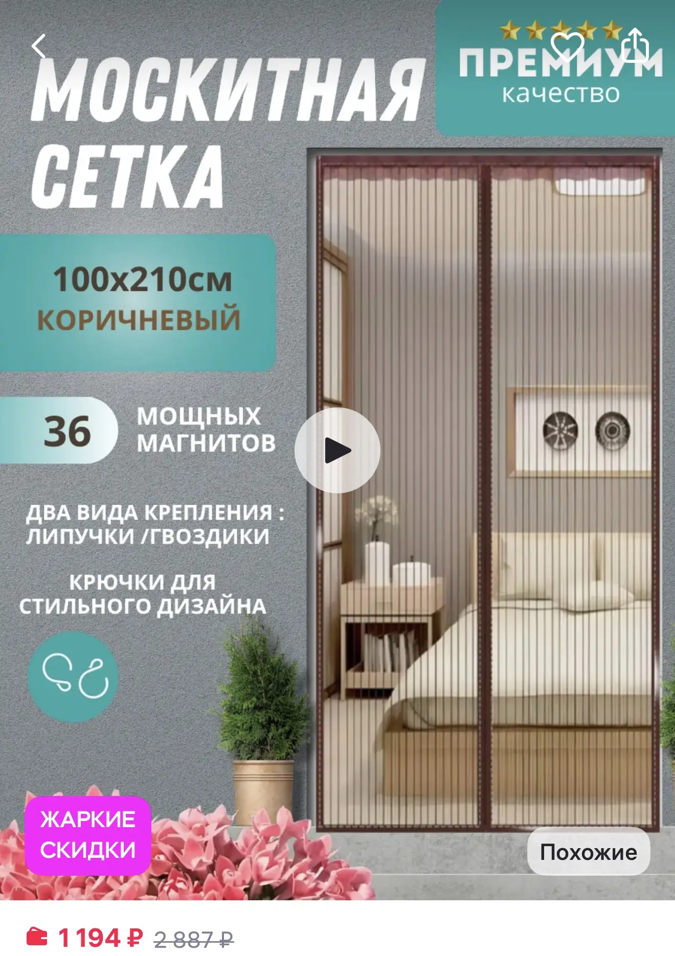 Cherry Day Si Москитная сетка на дверь 100х210